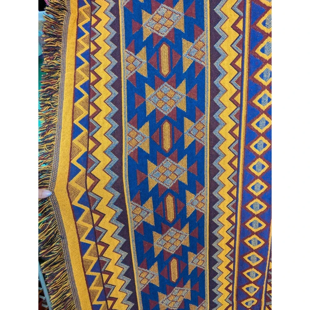 Woven Tapestry 3pc Set Blue/Yellow Excellent Unbranded